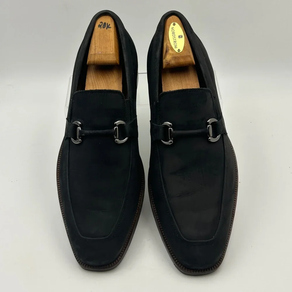 Johnston & Murphy Bit Loafer Mens 10M Black Nubuck Suede Dress Shoe Old Money